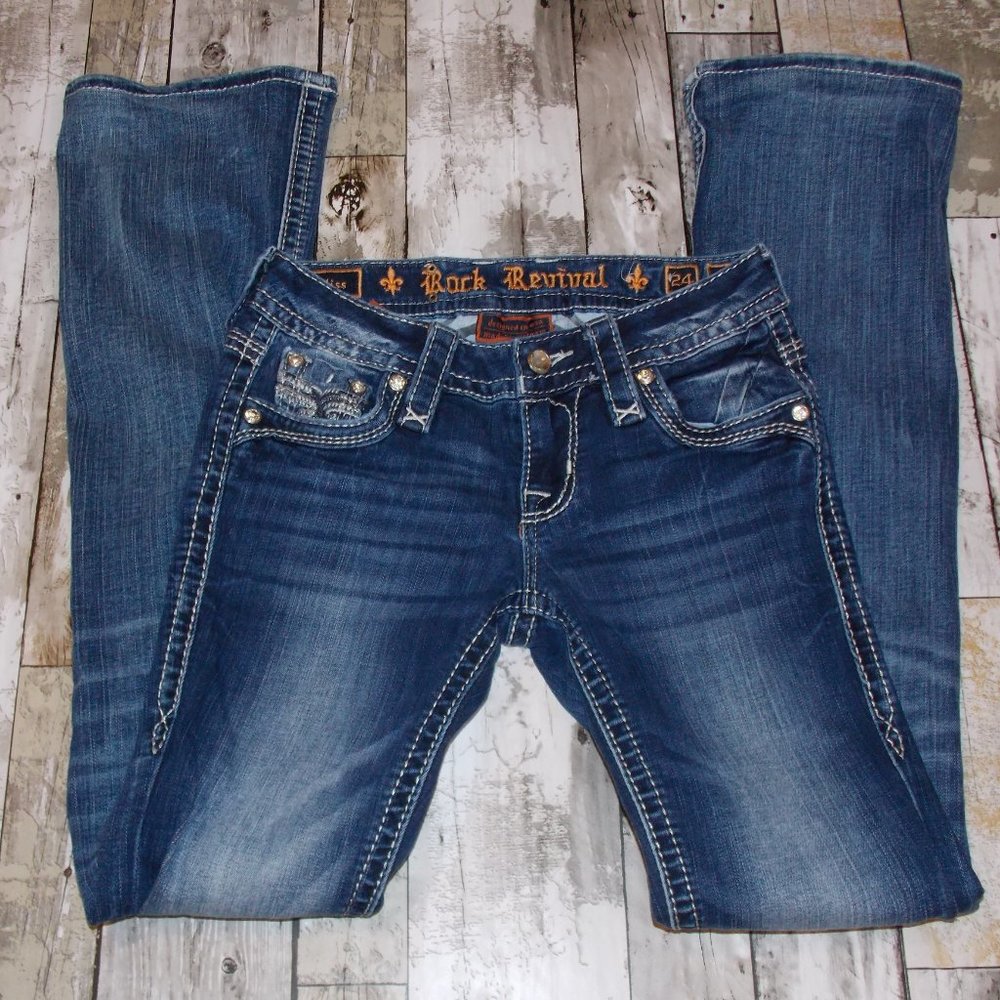 ROCK REVIVAL boot cut jeans BELISS SIZE 24